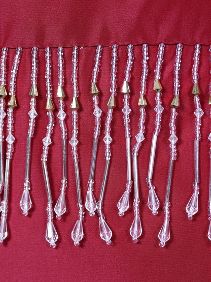 Kırmızı Hatıra – Taş Detaylı İpek Tafta Kırlent Kılıfı