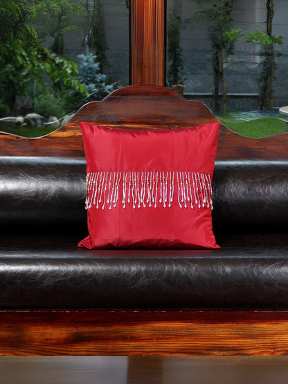 Kırmızı Hatıra – Taş Detaylı İpek Tafta Kırlent Kılıfı