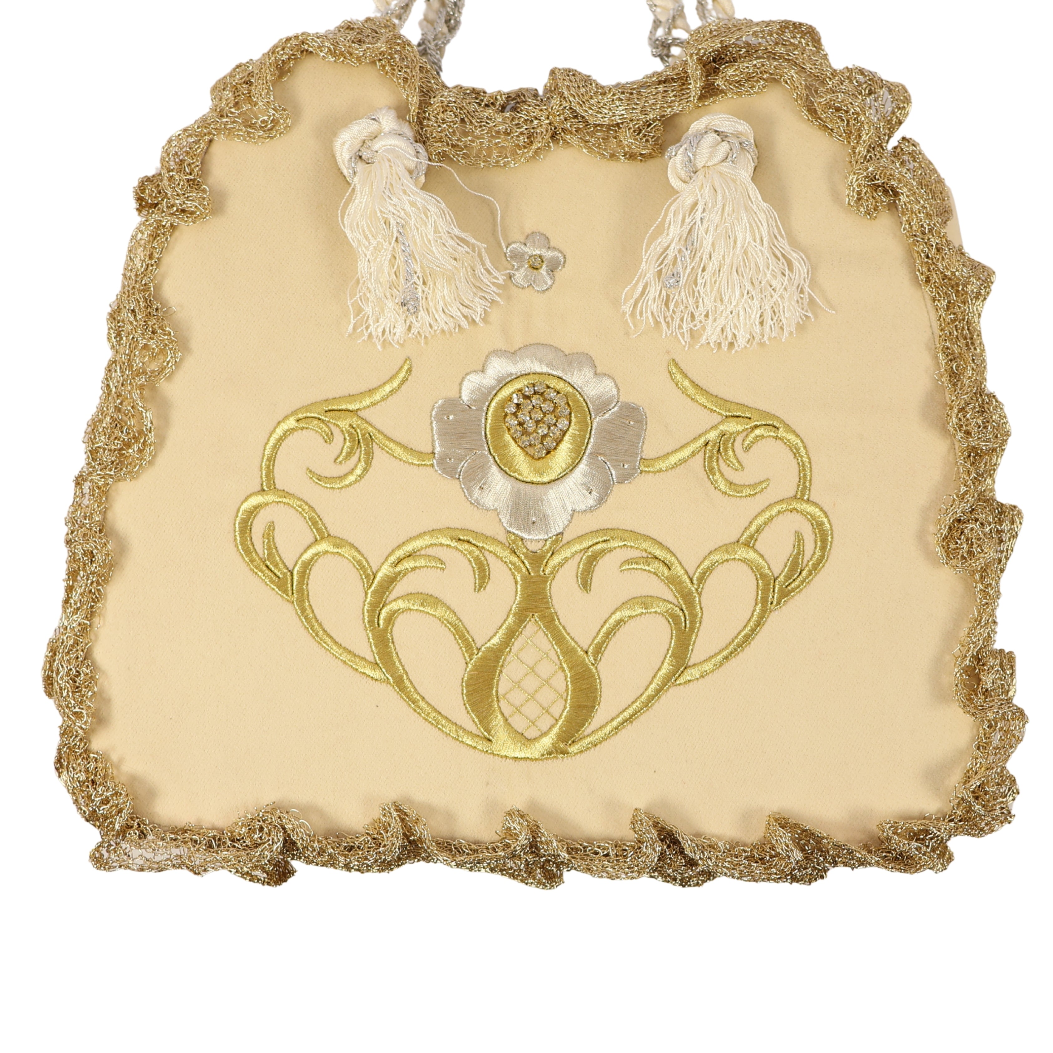 Sırma Touch - Maraş Embroidery and Lace Detailed Gusseted Handbag