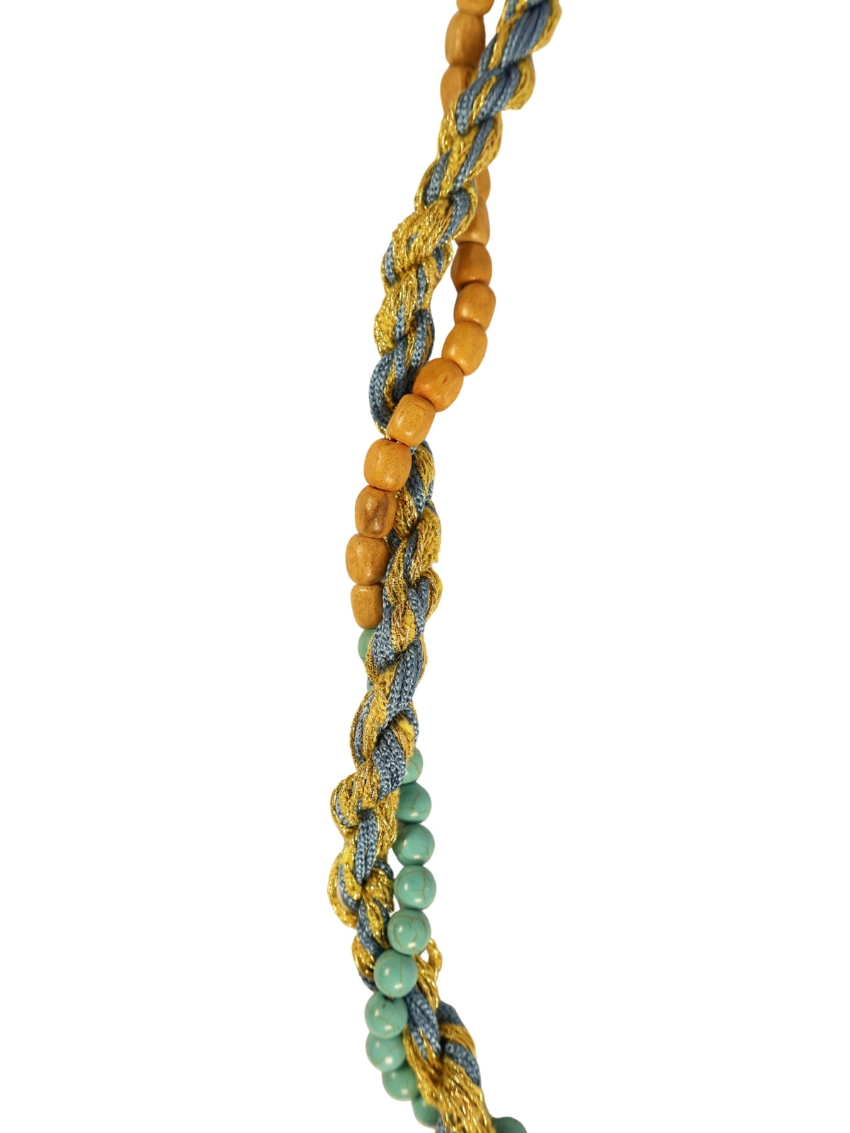 Turquoise End – Brooch Necklace in Petrol and Gold Tones