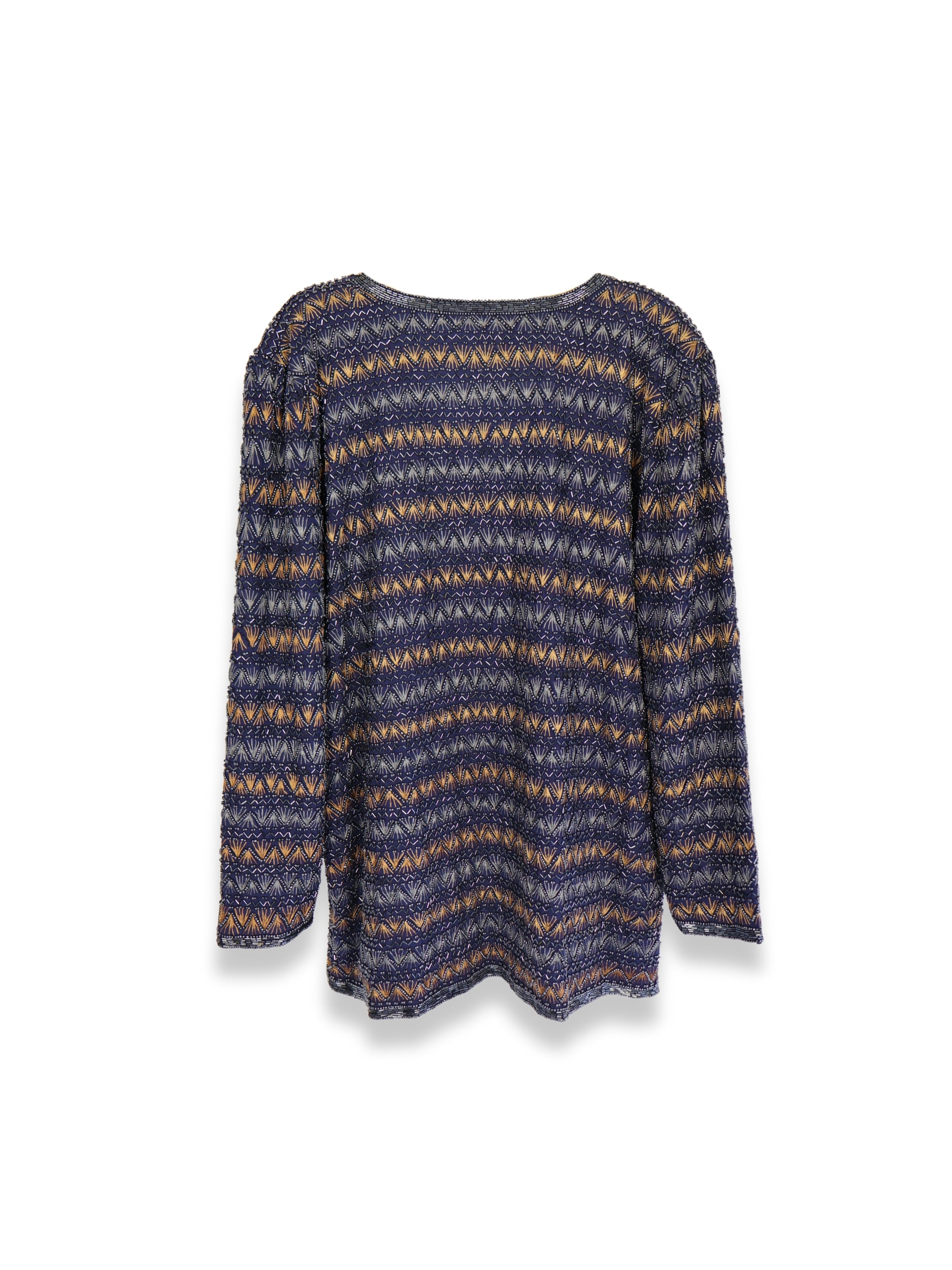 Gece Çizgileri – Lacivert ve Altın İşlemeli Uzun Ceket