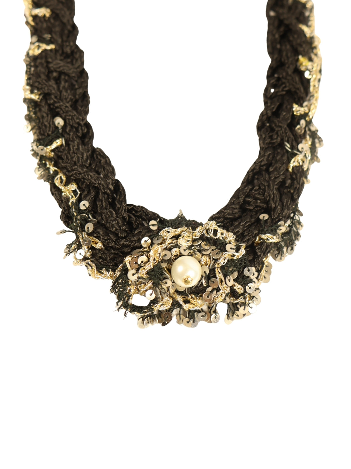 Sparkle in the Night – Glittery Sequined Black Cord Necklace