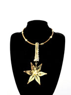 Golden Flower – Leather and Brass Necklace