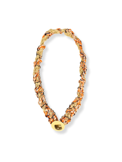 Tranquil Shore – Beaded Lace and Colorful Embroidered Cord Necklace