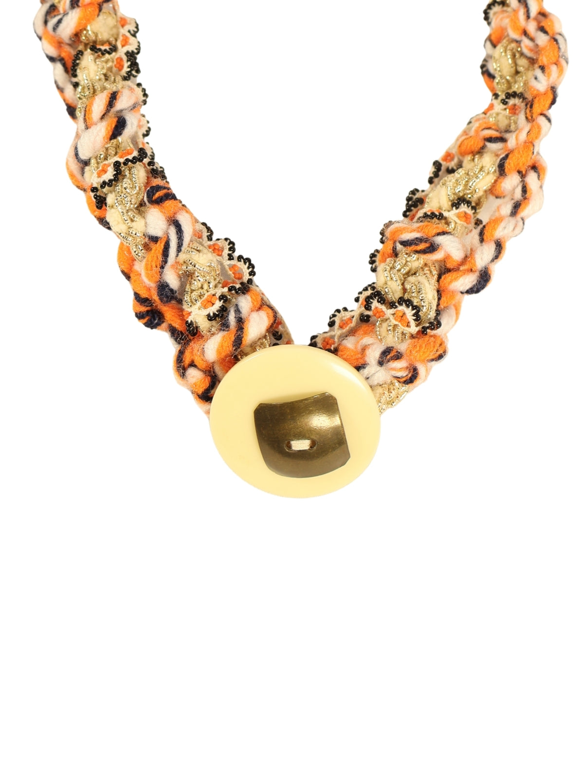 Tranquil Shore – Beaded Lace and Colorful Embroidered Cord Necklace