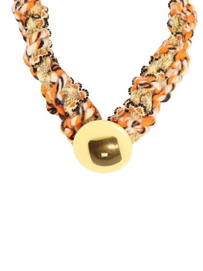 Tranquil Shore – Beaded Lace and Colorful Embroidered Cord Necklace