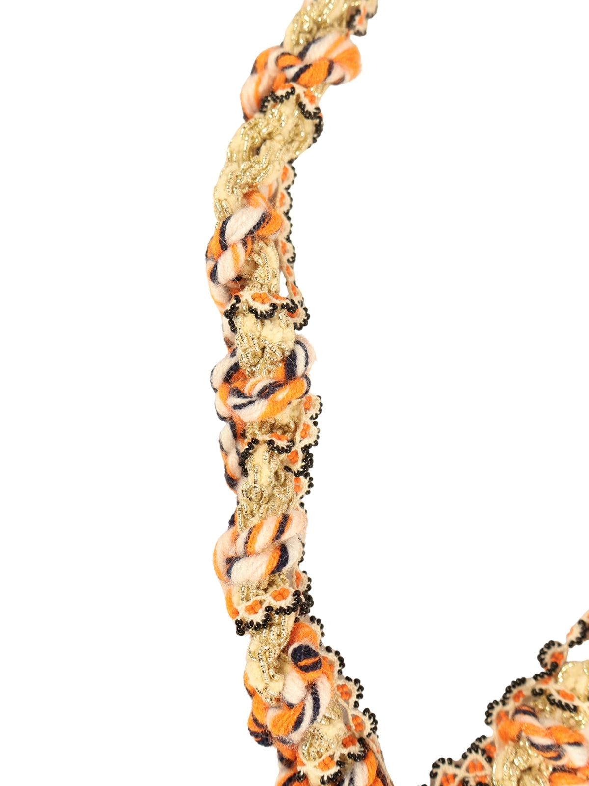 Tranquil Shore – Beaded Lace and Colorful Embroidered Cord Necklace