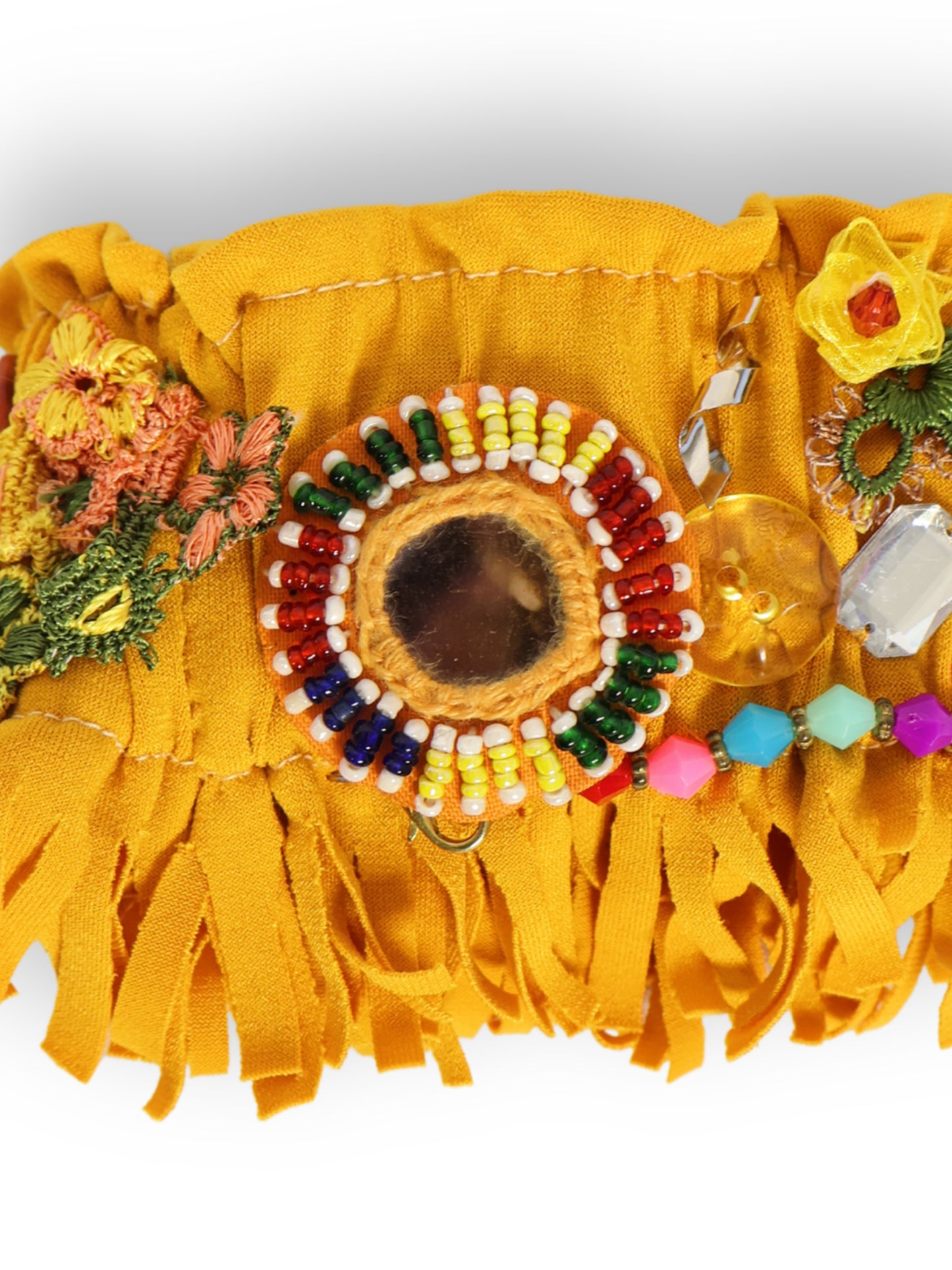 Sun - Yellow Bead Detailed Fabric Bracelet