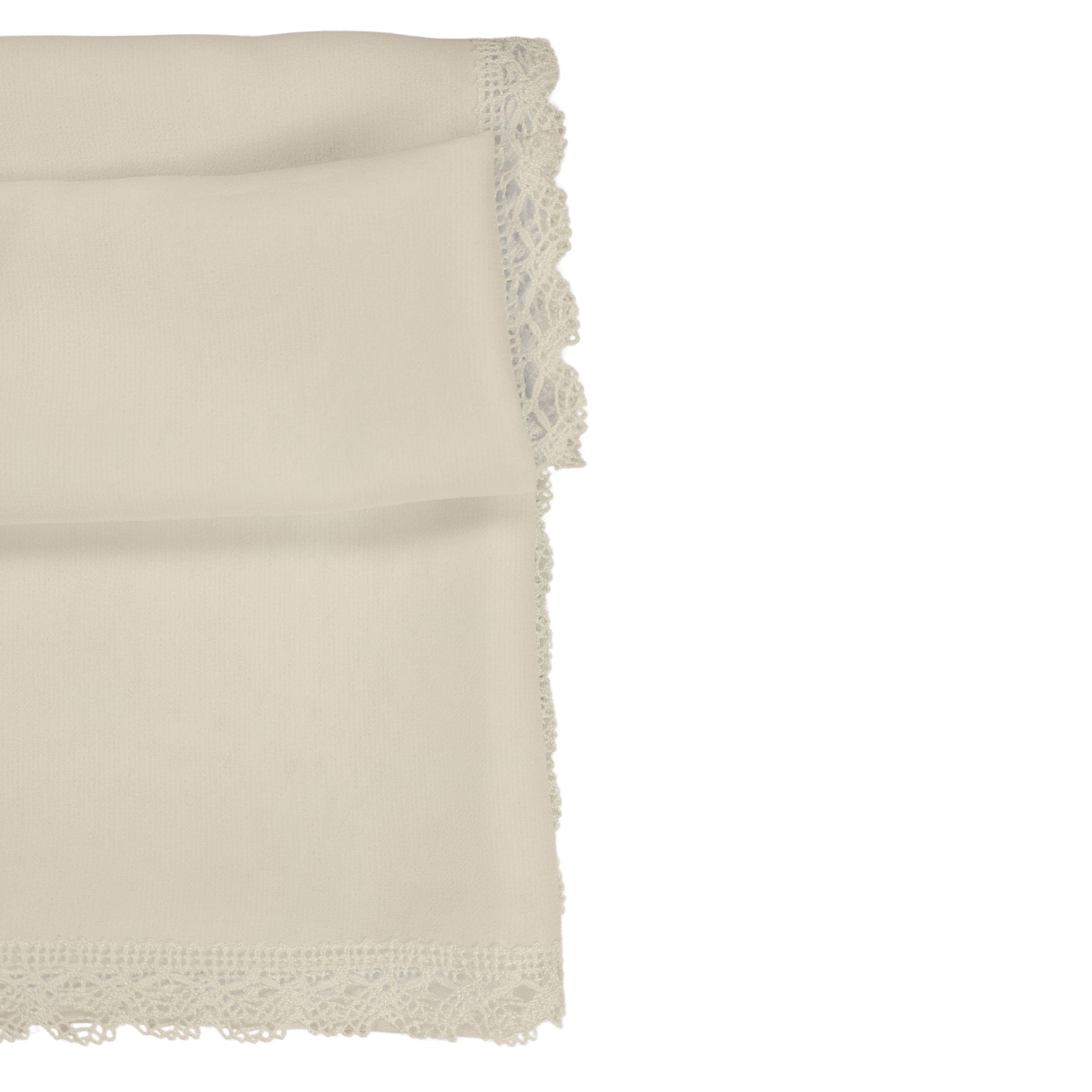 Saf Zarafet – İpek Krep Demor ve Beyaz File Dantelli Namaz Başörtüsü