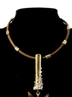 Golden Flower – Leather and Brass Necklace