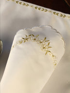 Simli Zarafet – Beyaz Atlas Amerikan Servis ve Peçete Takımı