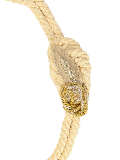 Pearl Knot – Brooch with Gold Embroidery and Necklace with Needle Lace Detail