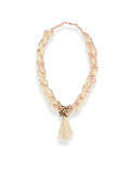 Ribbon Elegance – Pink Ribbon Beaded Lace Necklace