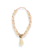 Ribbon Elegance – Pink Ribbon Beaded Lace Necklace