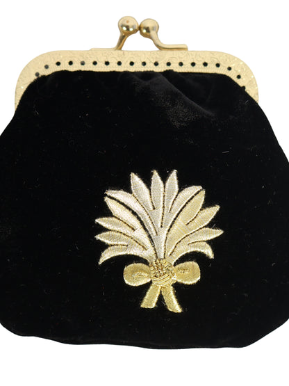 Gece Zarafeti – Sim Sırma İşlemeli Siyah Kadife Cüzdan