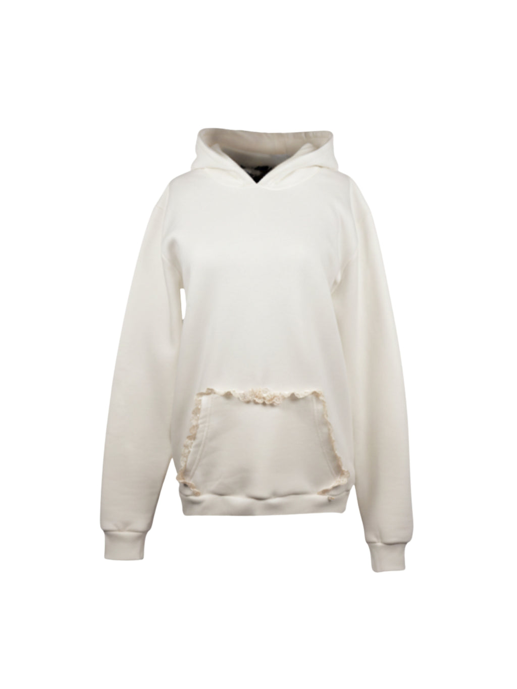 İnci Dokunuş – El Dantelli Cep Detaylı Kapşonlu Sweatshirt