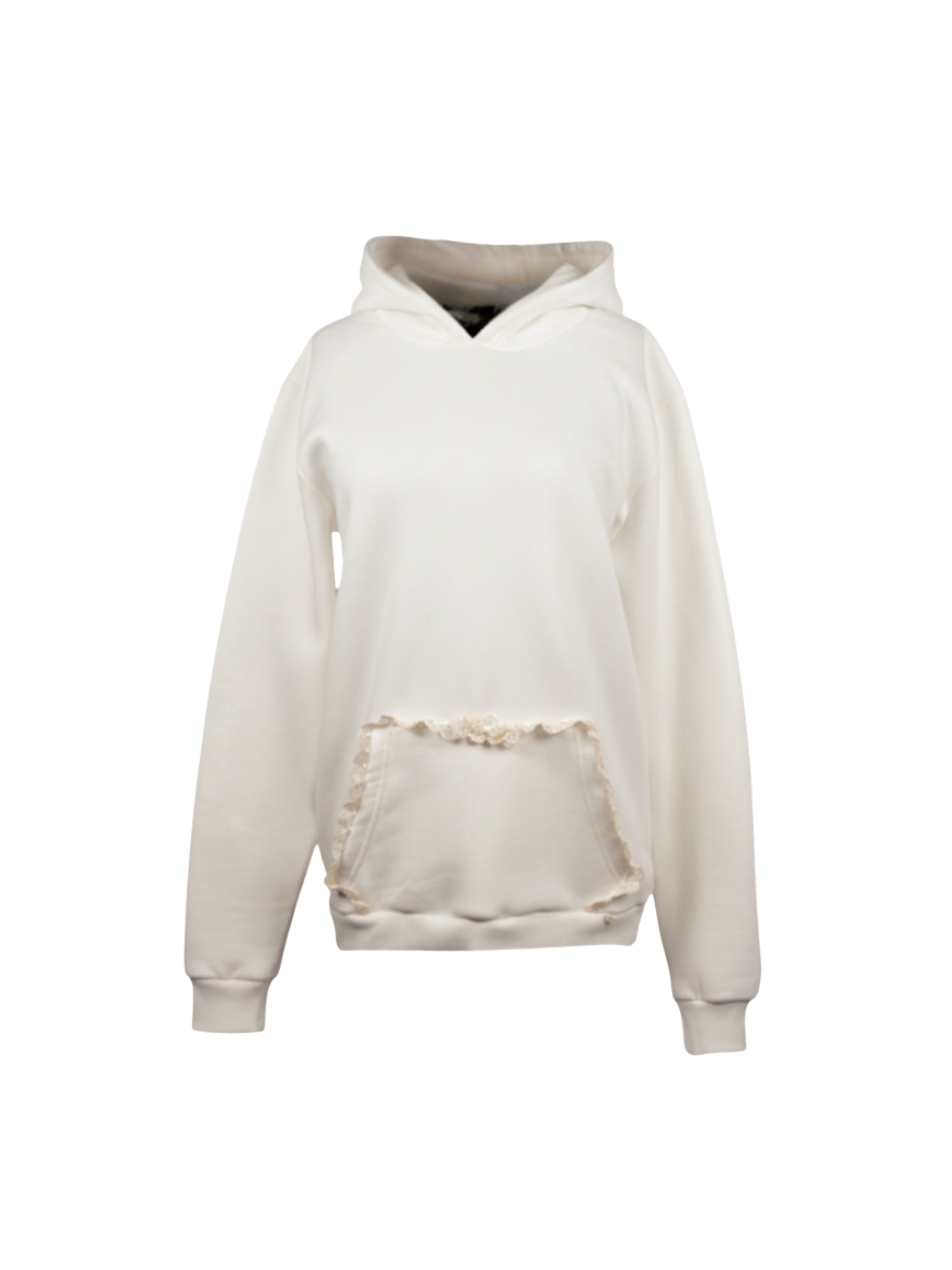 İnci Dokunuş – El Dantelli Cep Detaylı Kapşonlu Sweatshirt