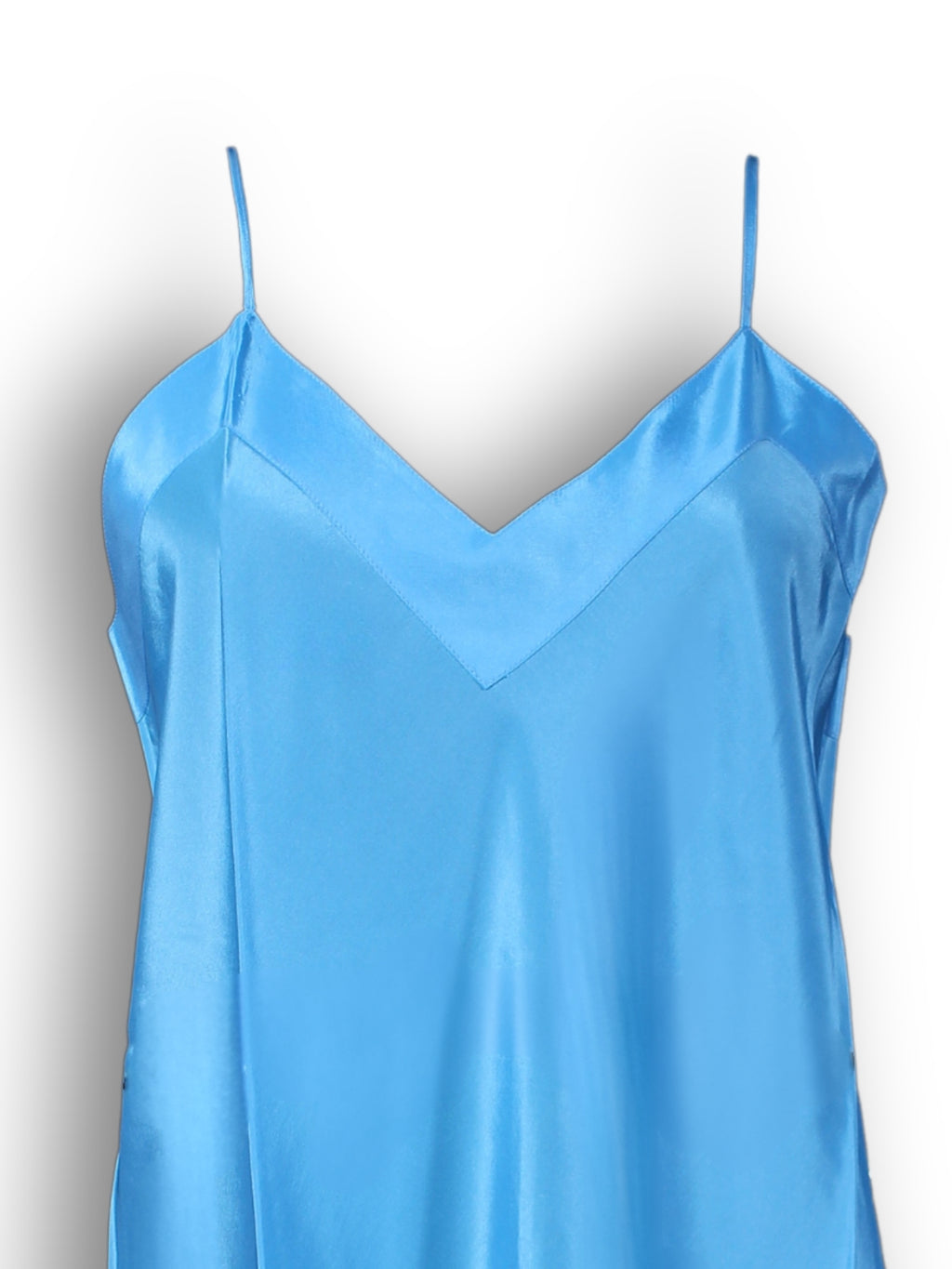 Mavi Duruş - Mavi İpek Demor Kumaş Gecelik