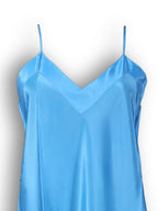 Mavi Duruş - Mavi İpek Demor Kumaş Gecelik