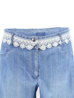 Alara – Dantel Detaylı Çizgili Denim Pantolon
