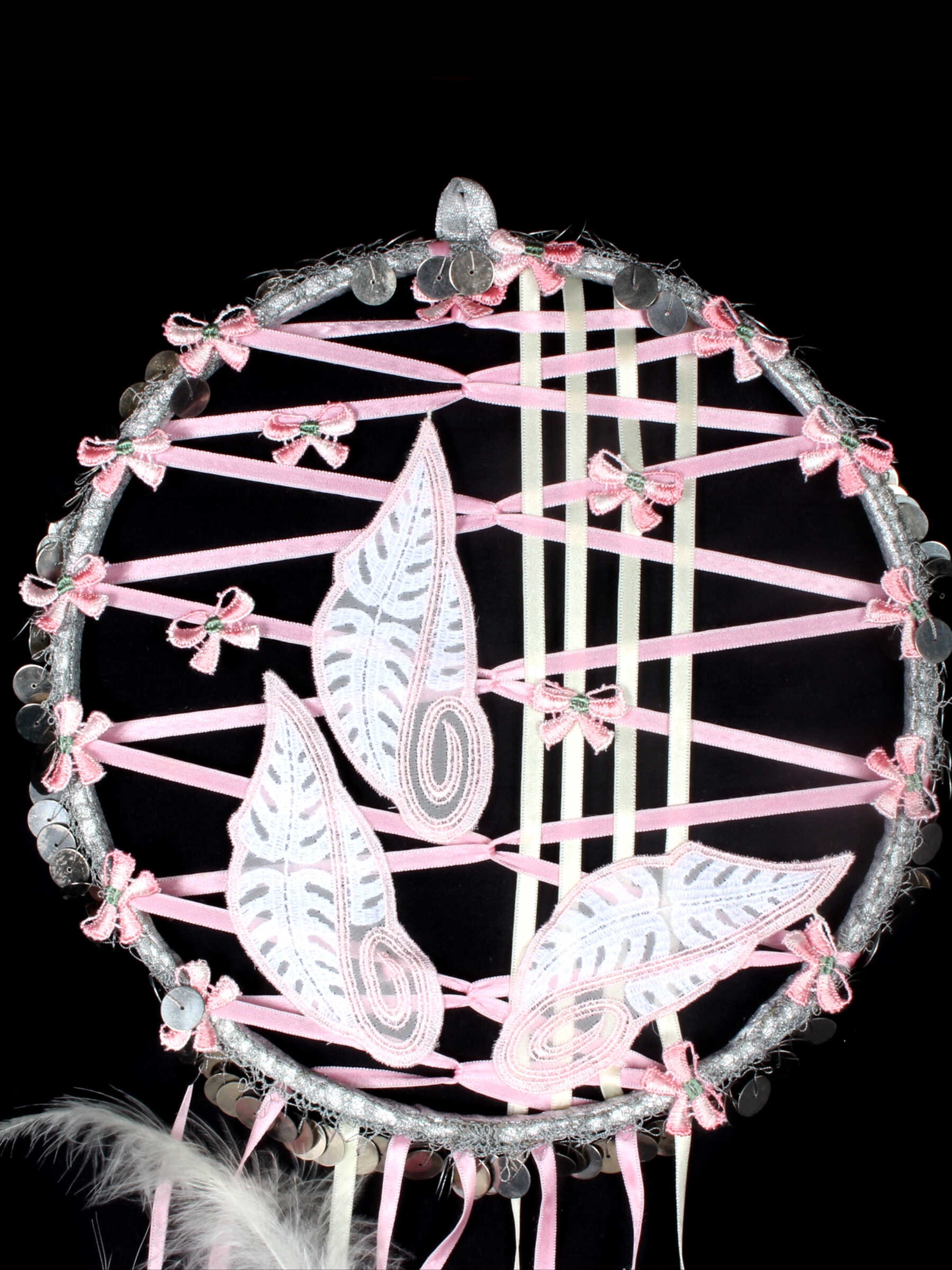 Rüya Kapanı - Saten ve Güpür Süslemeli El Yapımı Dreamcatcher