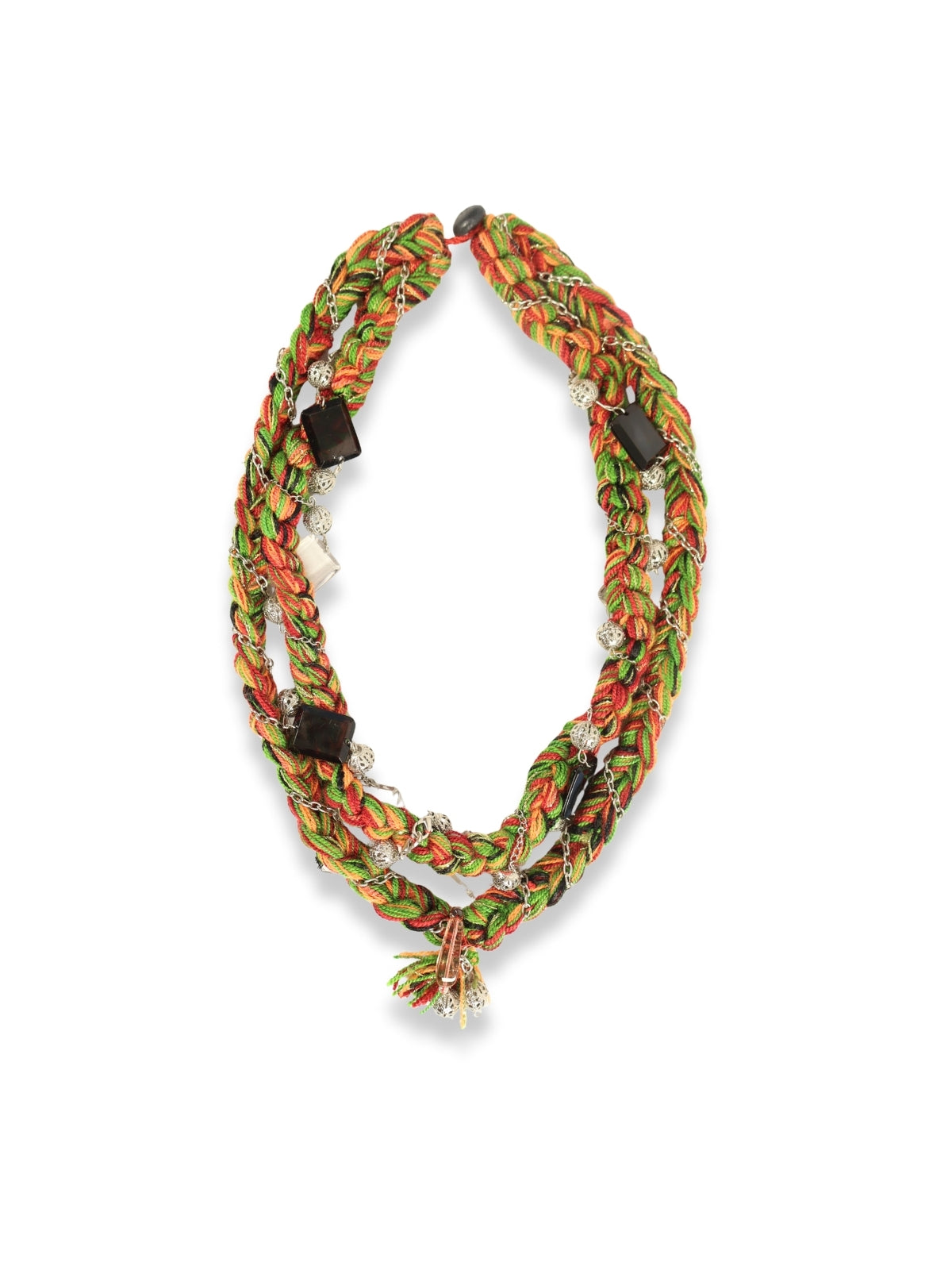 Chain Flower – Silver Chain Necklace with Colorful Stones