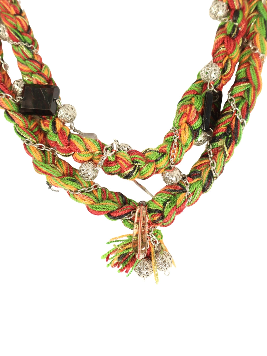 Chain Flower – Silver Chain Necklace with Colorful Stones