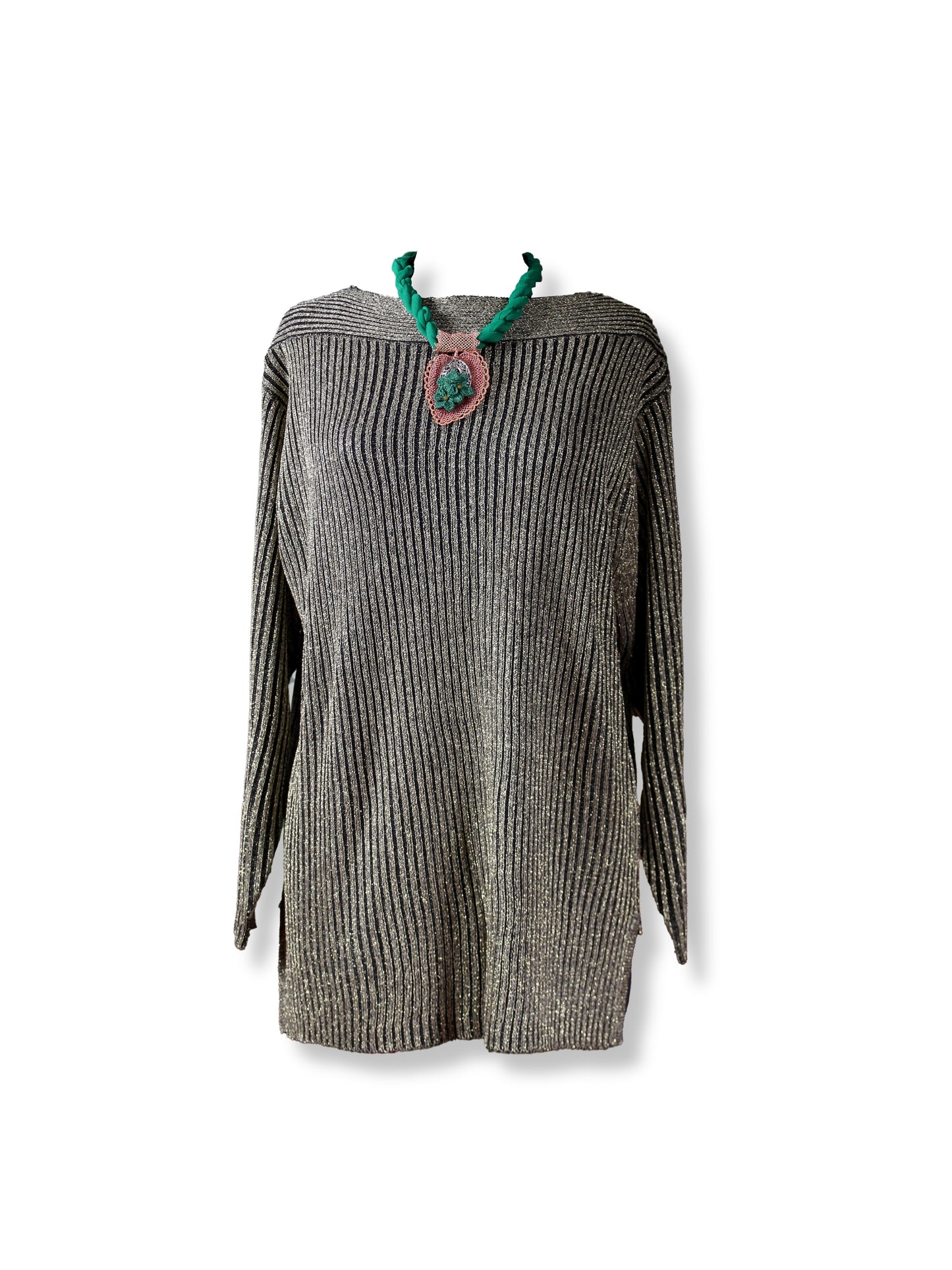 Tunic / Sweater, Machine Knitted with Gold and Black Threads