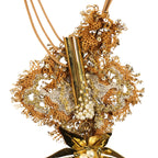 Golden Garden – Handmade Necklace with Rice Flower Motif and Lace Detail