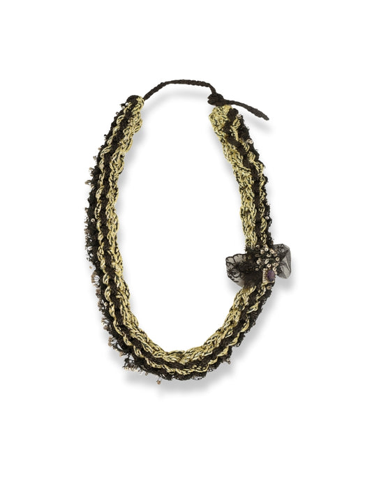 Moon Lace – French Lace Black Glitter Necklace