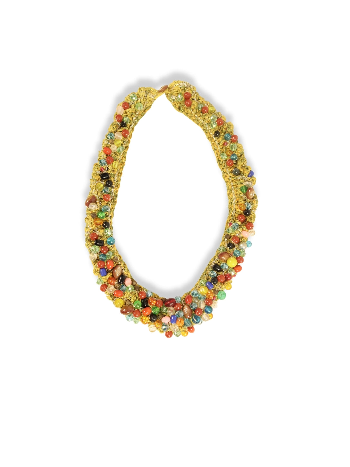 Golden Memory – Vintage Mortar Necklace Embellished with Crystals and Stones