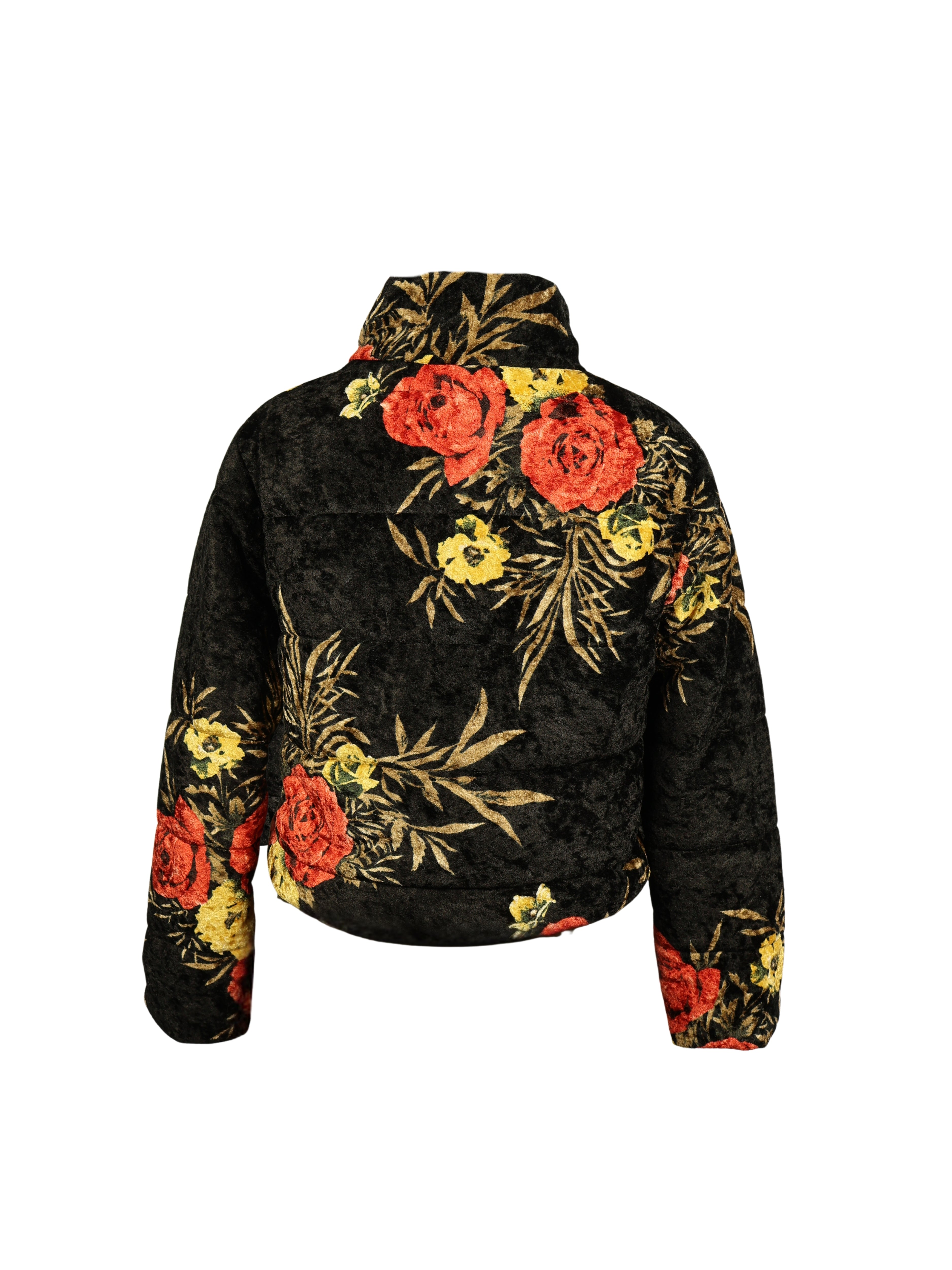 Kadife Doku – Desenli İpek Kadife Fermuarlı Mont