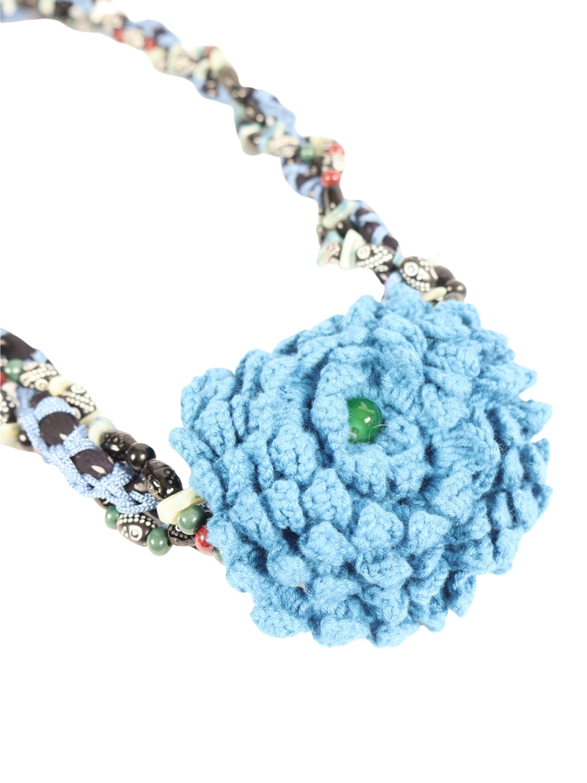 Sunflower Light – Crocheted Flower Detailed Cord Necklace