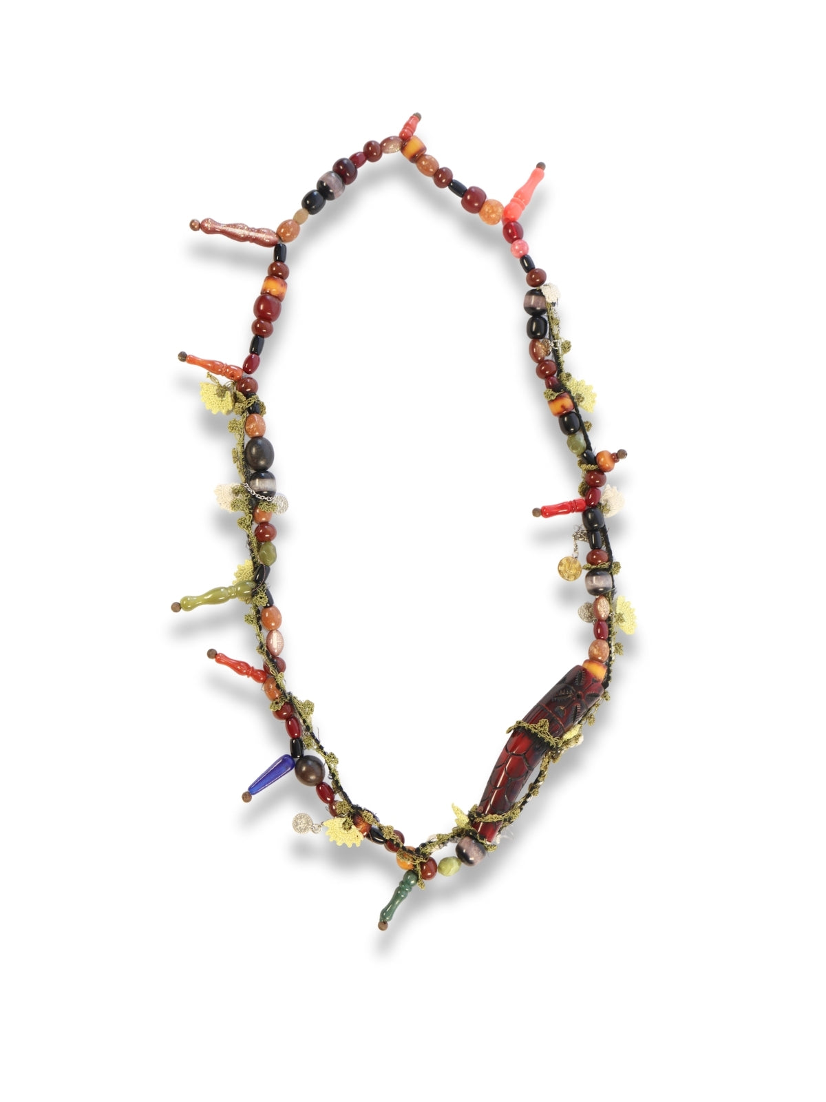 Elephant Dream – Natural Stone Mixed Necklace with Lace Insert