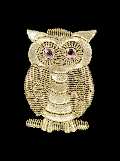 Gece Bilgesi – Sim Sırma Baykuş Motifli Siyah Saten Gözlük Kılıfı