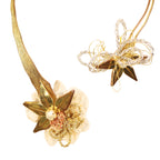Two-Flower – Handmade Necklace with Rice Motif and Lace Detail