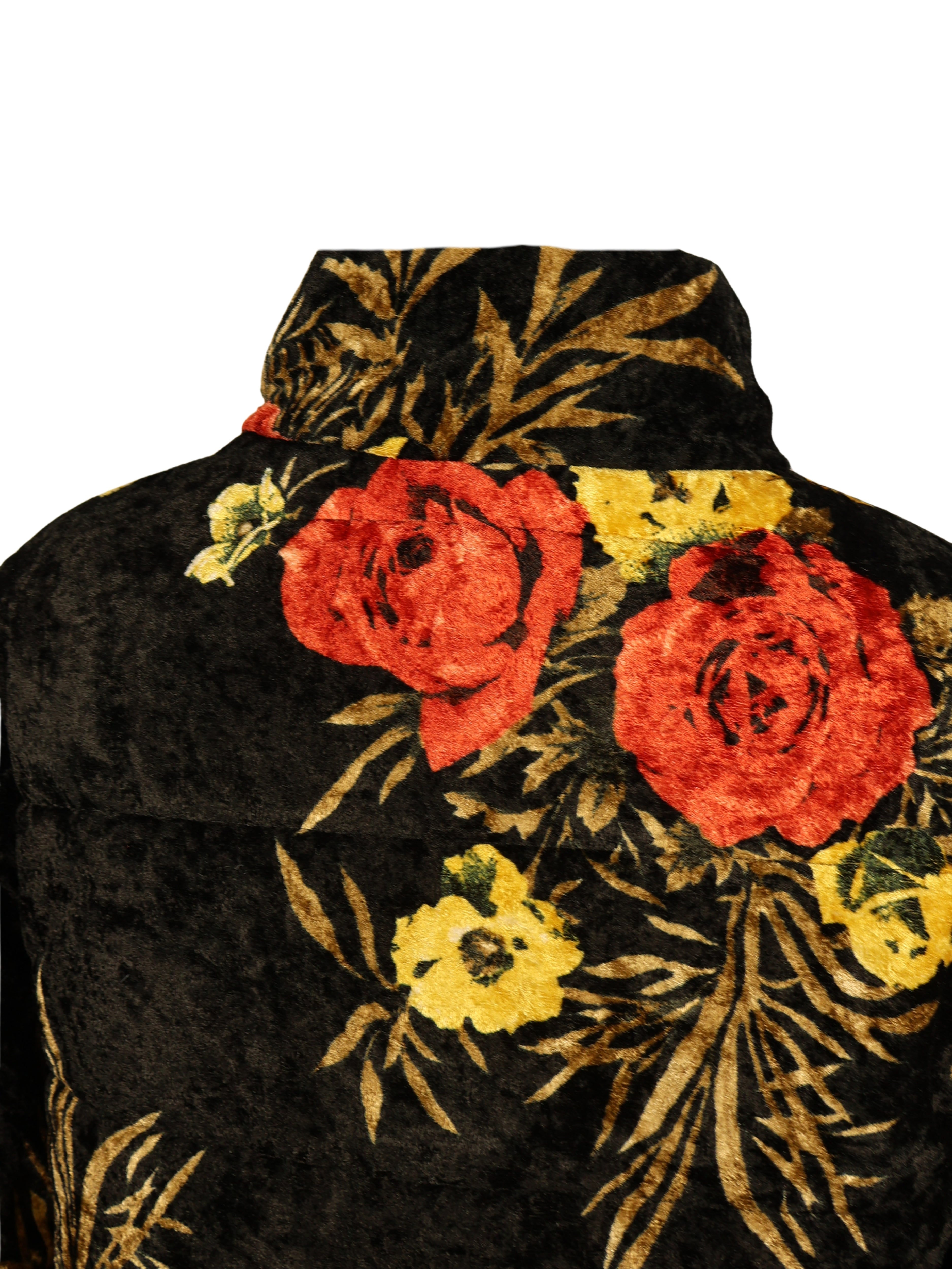 Kadife Doku – Desenli İpek Kadife Fermuarlı Mont