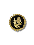 Golden Flower – Black Satin Mirror with Gold Thread and Lace Details