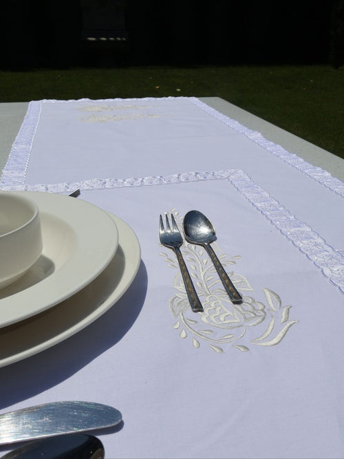 White Elegance – Handmade Linen Runner and Placemat Set