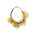 Saman İz – Handmade Necklace with Rice and Leather Floral Motif
