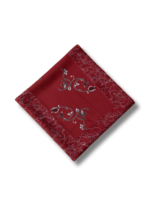 Gümüş Hare – Bordo Organze Üzeri Desenli Şık Dekoratif Örtü