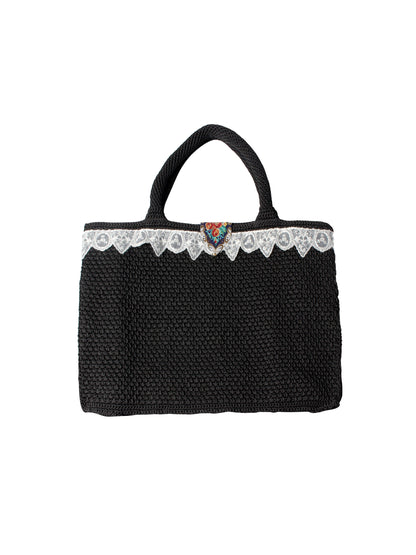 Siyahın Hafızası – Çift Taraflı, Fransız Dantelli Modern Omuz Çantası