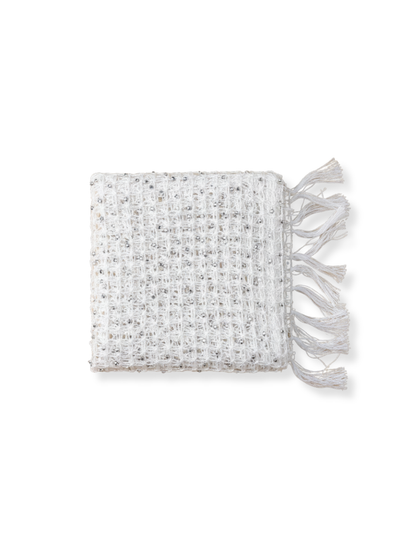 İnci Işıltısı – Floş İplikten El Örgüsü Şal & Dekoratif Örtü