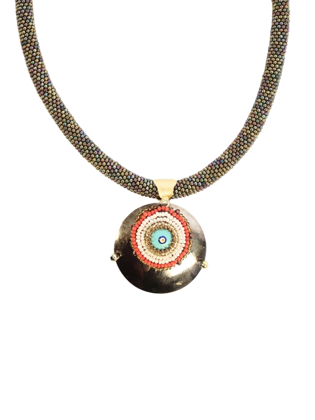 Evil Eye Cord – Evil Eye Embroidered Necklace with Miyuki Beads