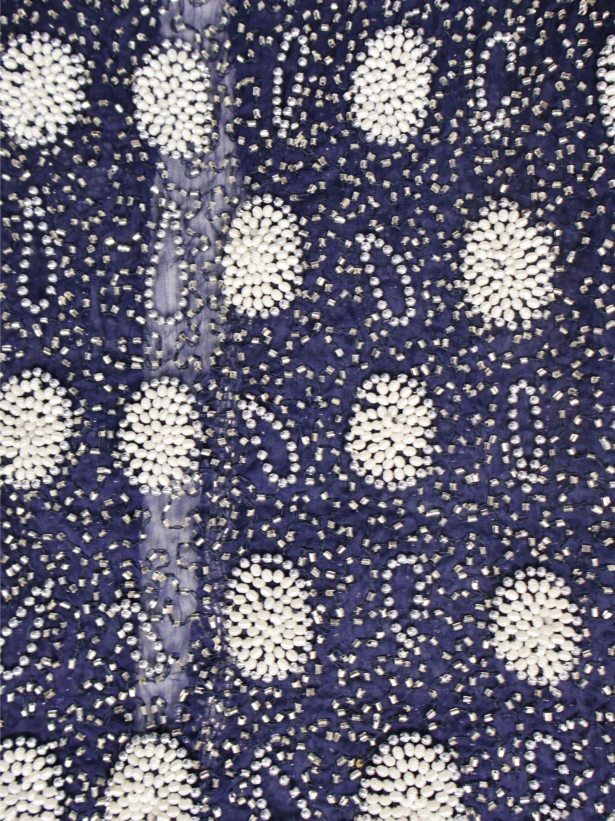 Gece Mavisi – İnci Formlu Taş İşlemeli Ceket