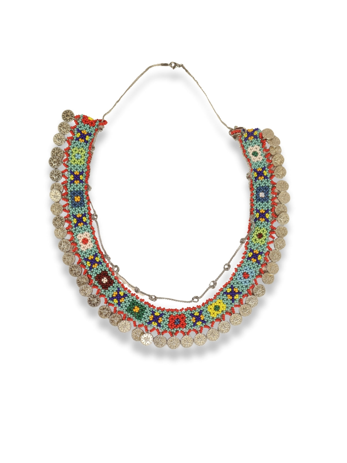 Silver Touch – Beaded Chain Necklace with Sequin Detail