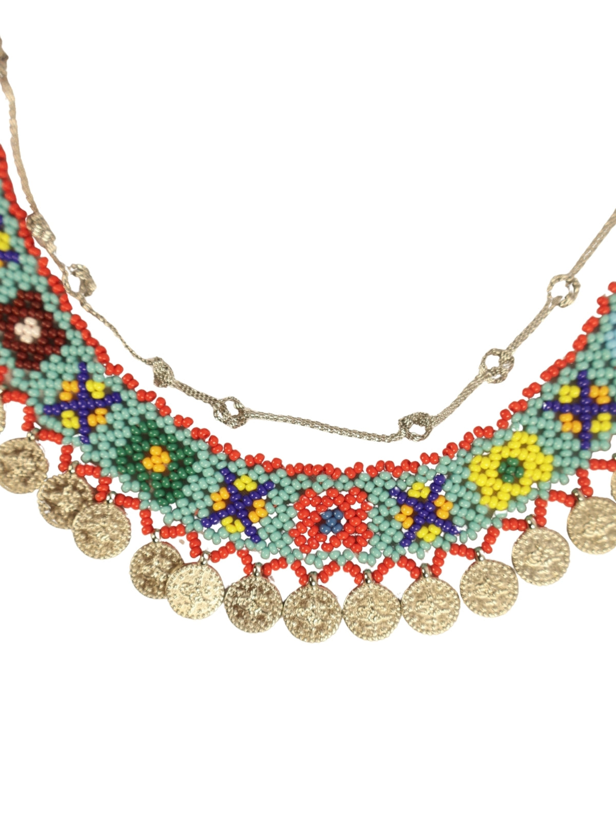 Silver Touch – Beaded Chain Necklace with Sequin Detail