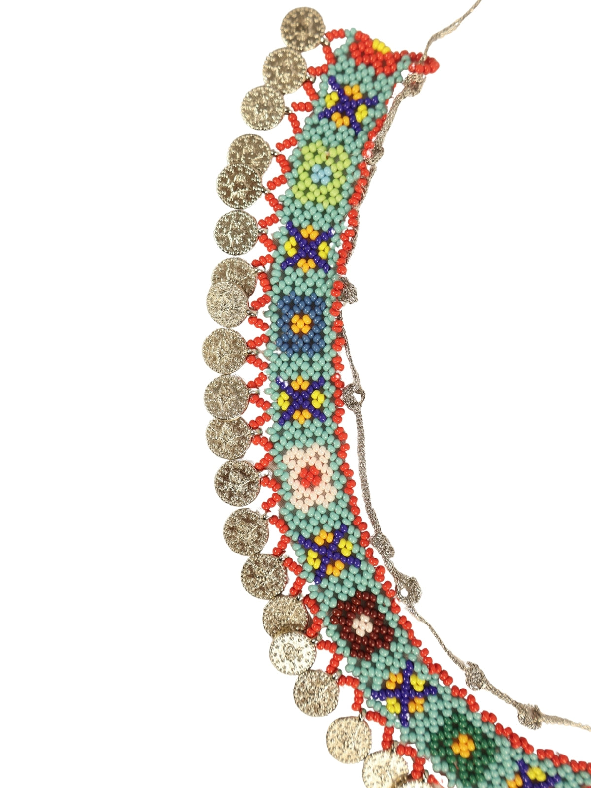 Silver Touch – Beaded Chain Necklace with Sequin Detail