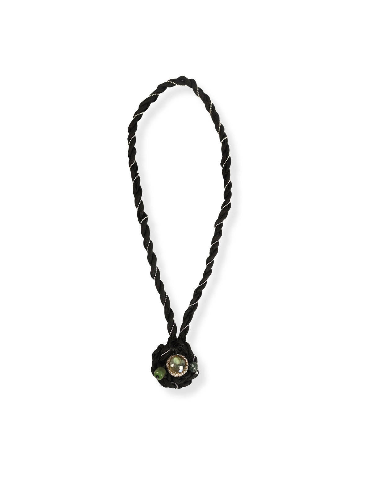 Secret Sparkle – Black Cord and Natural Stone Necklace