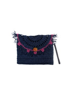 Lilac Night – Hand-Knitted Evening Bag for Women with Needle Lace and Vintage Rose Detail